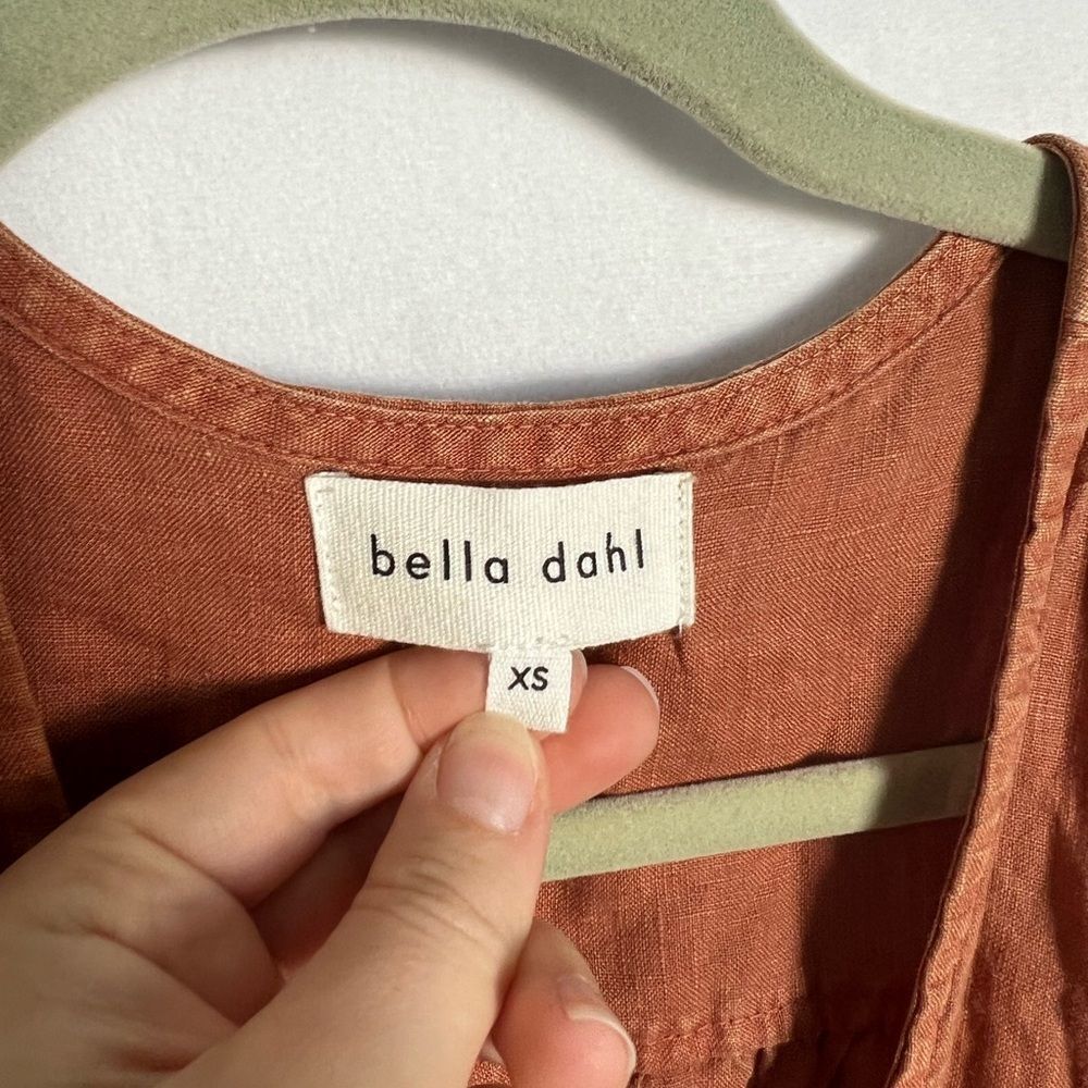 Bella Dahl 100% Linen Cap Sleeve Romper in Rich Sienna size Xs - Picture 6 of 8